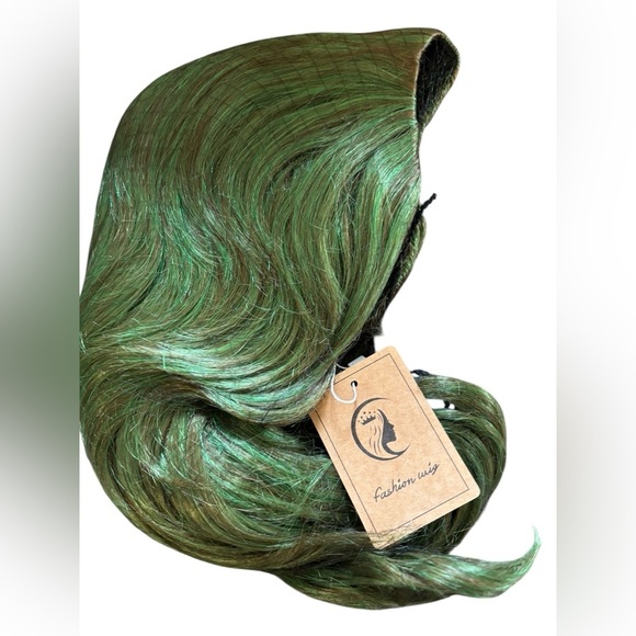 Mersi Wig Green Wigs Costume Wig Short Wavy Hair Wig Costume Halloween Party - Picture 4 of 4